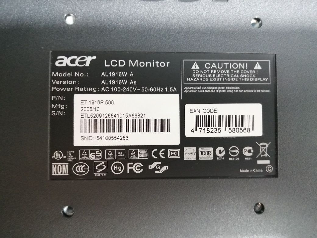 Monitor Acer 19"