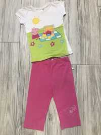 Komplet legginsy 3/4 plus T-shirt, Świnka Pepa 110-116, 4-5 lat