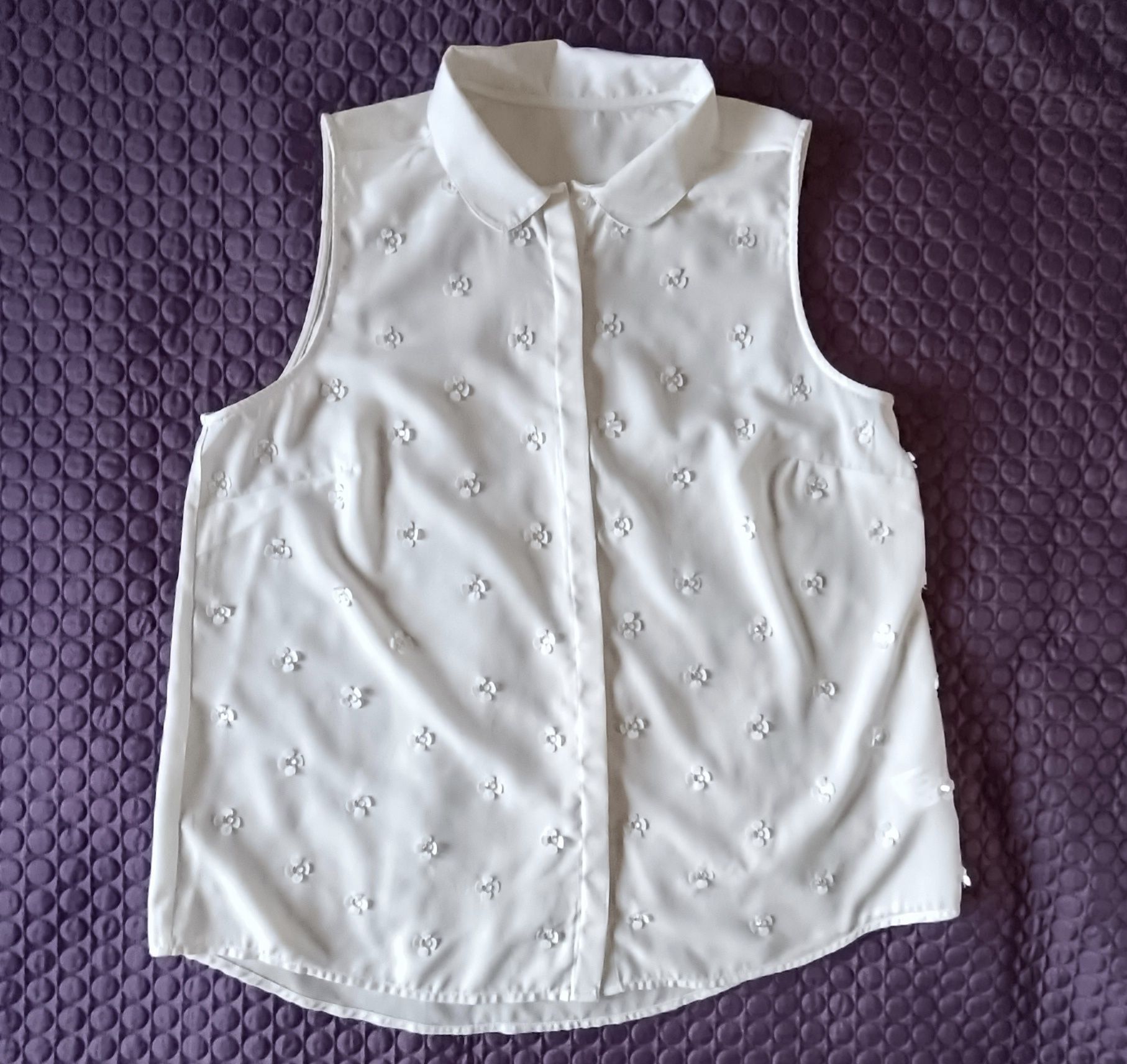 Bluzka biust 57x2 XL kołnierzyk bebe flower 3D na lata 60s kwiatuszki