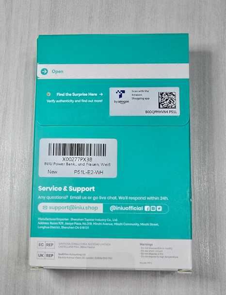 PowerBank INIU USB C de 45W capacidade 20000 mAh NOVO em caixa selada