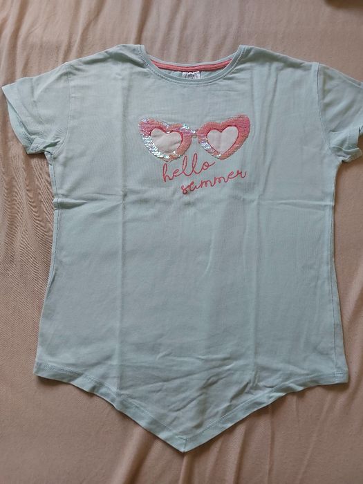 Miętowy, dziecięcy t-shirt z nadrukiem