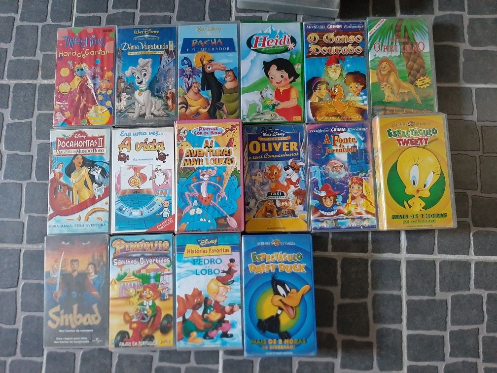 Cassetes VHS animação  e ação
