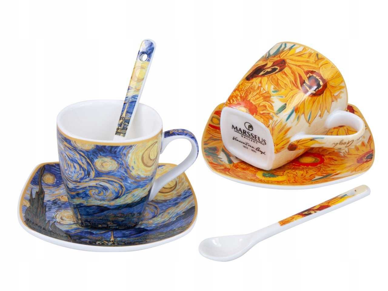 Filiżanki ESPRESSO Łyżeczki + Spodki PORCELANA VINCENT van GOGH 90ml