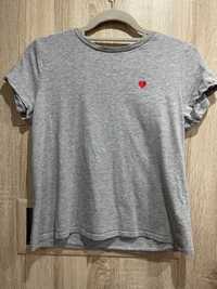 Szara koszulka, T-shirt H&M z serduszkiem, w rozmiarze M