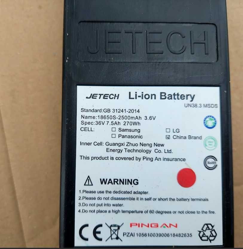 Bateria do hulajnogi elektrycznej Jetech 36v 7,5Ah