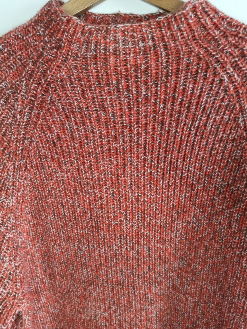 Wełniany pomarańczowy rudy sweter półgolf golf M&S Collection XL/42