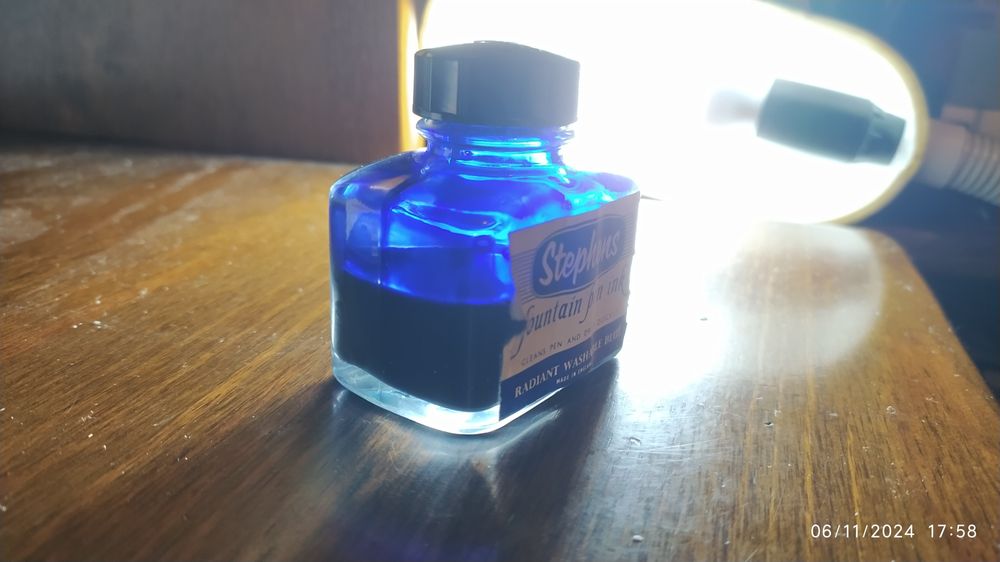 Frasco vintage de tinta Stephens - Radiante Blue