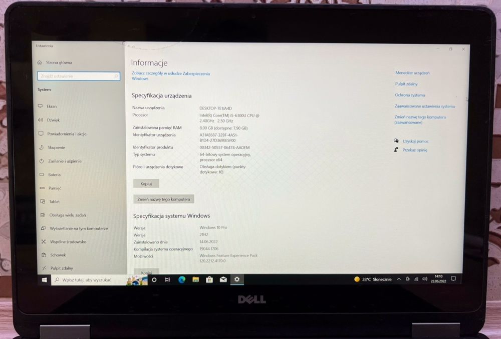 Dell E7270 i5-6300 8gb ssd 128gb Dotyk