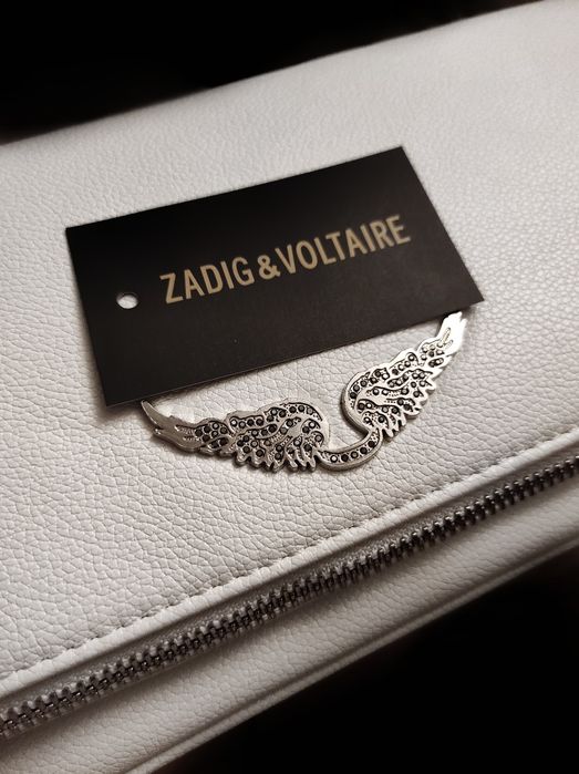 Сумка Zadig & Voltaire белого цвета кожаный клатч-кроссбоди с цепочкой