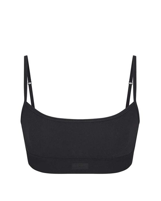 Топ Skims Cotton Rib Scoop Bralette Onyx