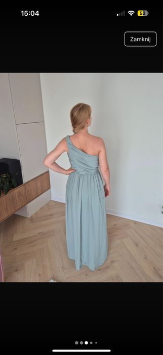 Sukienka maxi miętowa/pistacjowa S/M H&M druhna świadkowa wesele