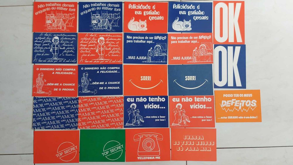 Cartões postais e cartões com frases