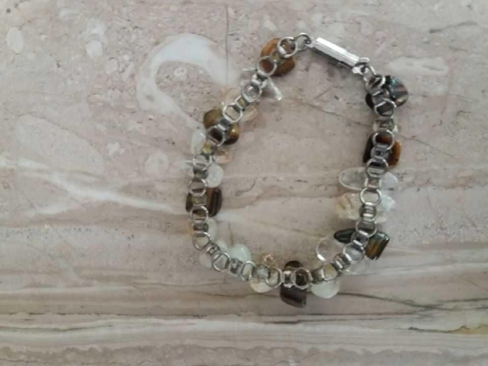 bransoletka kamyki z masy perłowej  przezroczyste i brązowe 19 cm