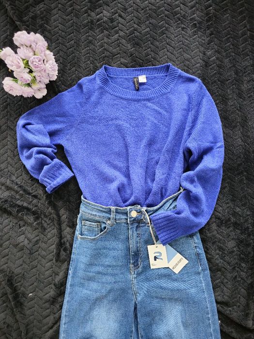 Sweter Chabrowy  luźny lekki swobodny  Old Money H&M S/M