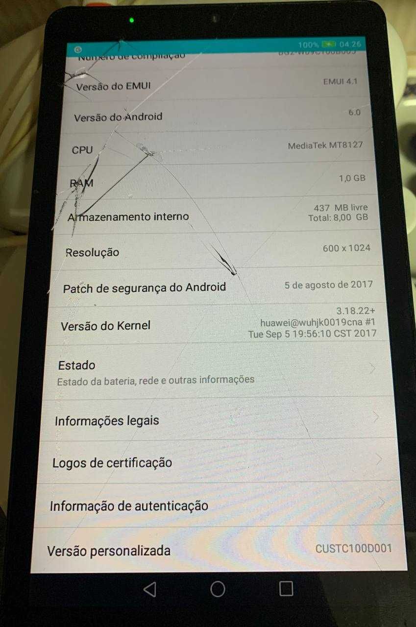 Tablet Huawei a funcionar