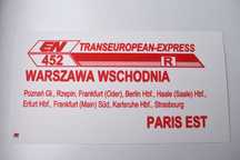 Tablica relacyjna pociągu transeuropean expres