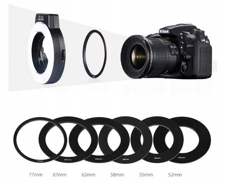 Lampa błyskowa pierścień Ring do Nikon DSLR Makro K&F CONCEPT KF-150