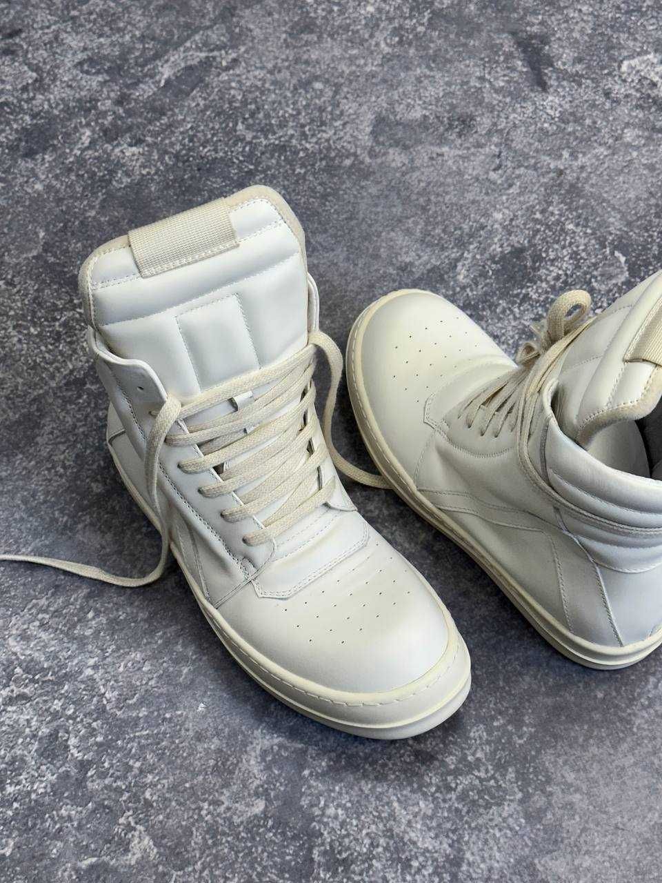 Rick Owens Geobasket Ramones jumbo laces білі кеди opium archive Milk