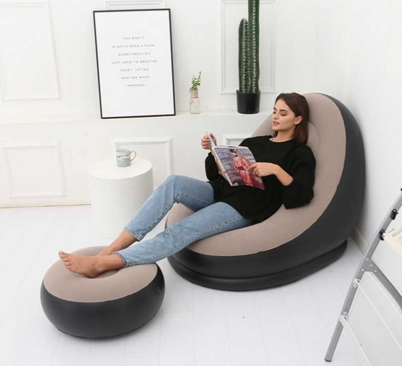 Крісло садове надувне air sofa comfort zd-33223 з пуфом 130*76 см.