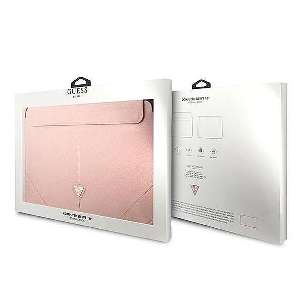 Pokrowiec Guess Saffiano Triangle Logo na laptopa 16'' - różowy