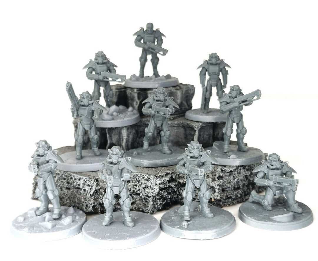10 figurek Brotherhood w pancerzach t45. FWW. Druk 3D, żywica UV.
