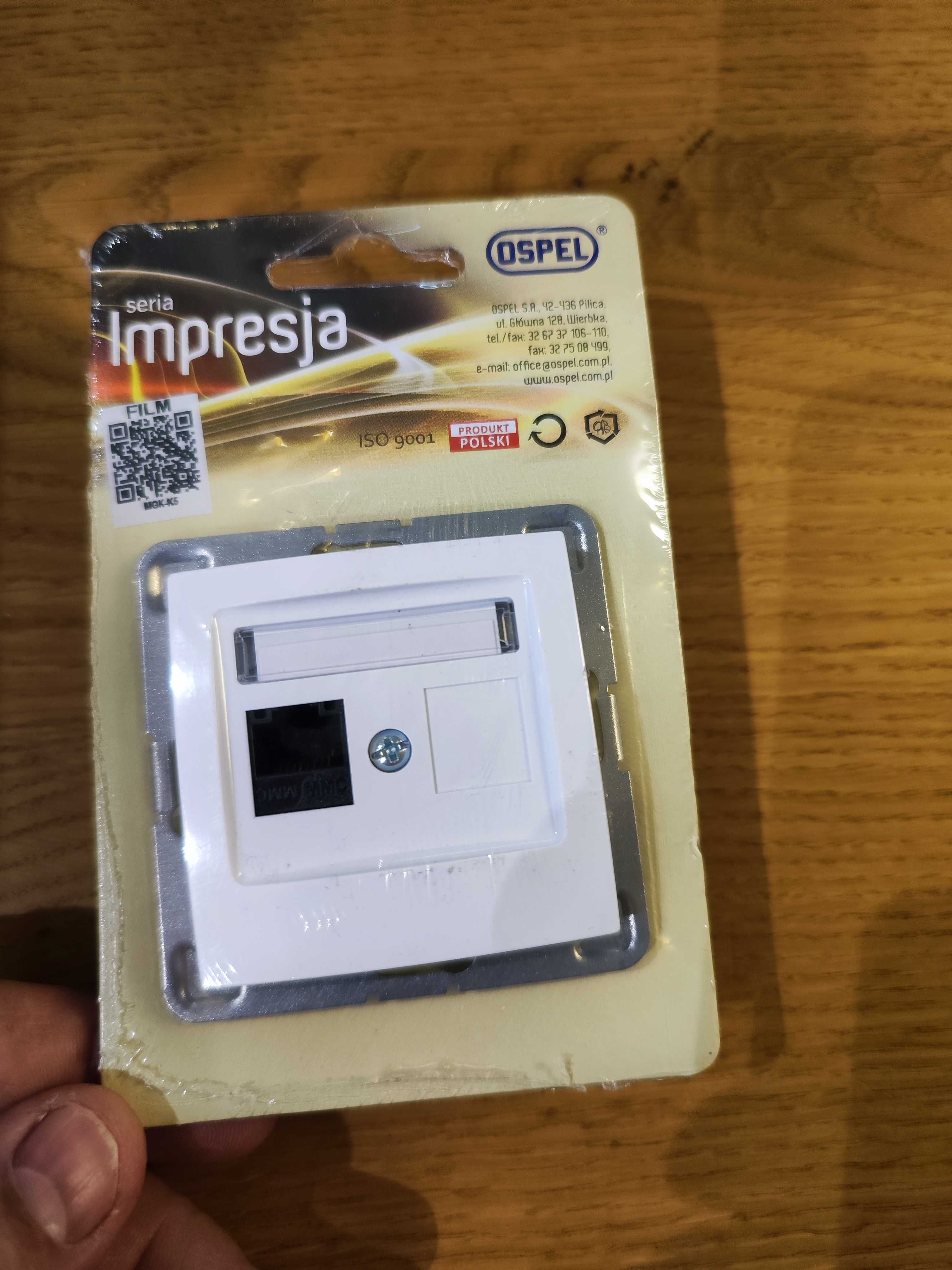 Gniazdo Impresja komputerowe pojedyncze RJ45 kat.5e biał GPK‑1Y/K