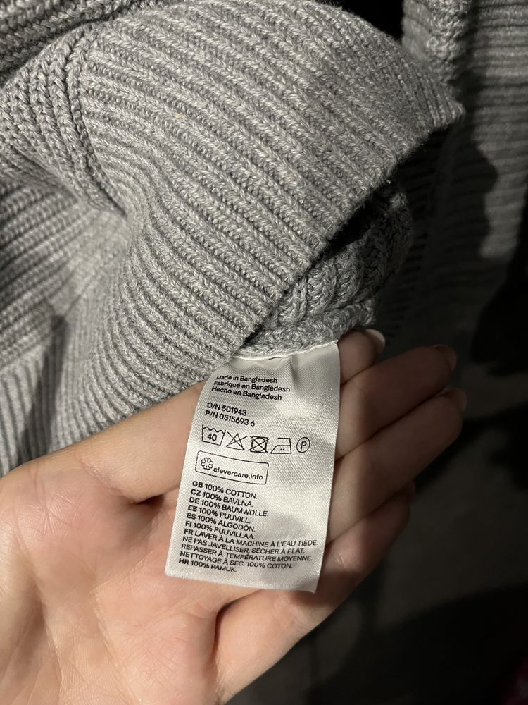 Szary sweter H&M S 36 bawełniany bawełna