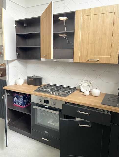 Zestaw mebli kuchennych dąb reveal/ czarny - nowy - kuchnia