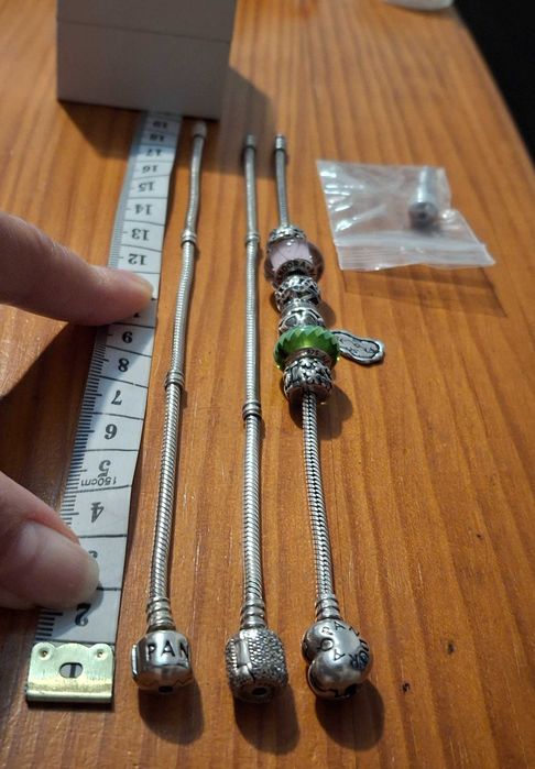 3 Pulseiras PANDORA ORIGINAIS coração 18cms, fecho Barril 18 e 18.5cms