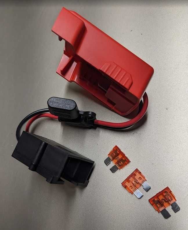 Przejściówka adapter do baterii Milwaukee M18, bezpiecznik 40A, wiązka