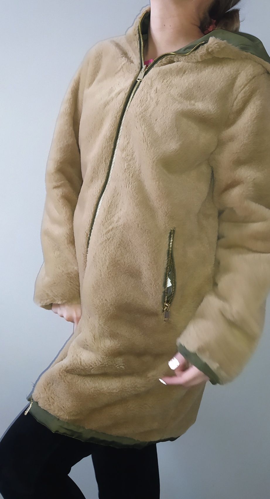 Dwustronna kurtka parka futerko Primark