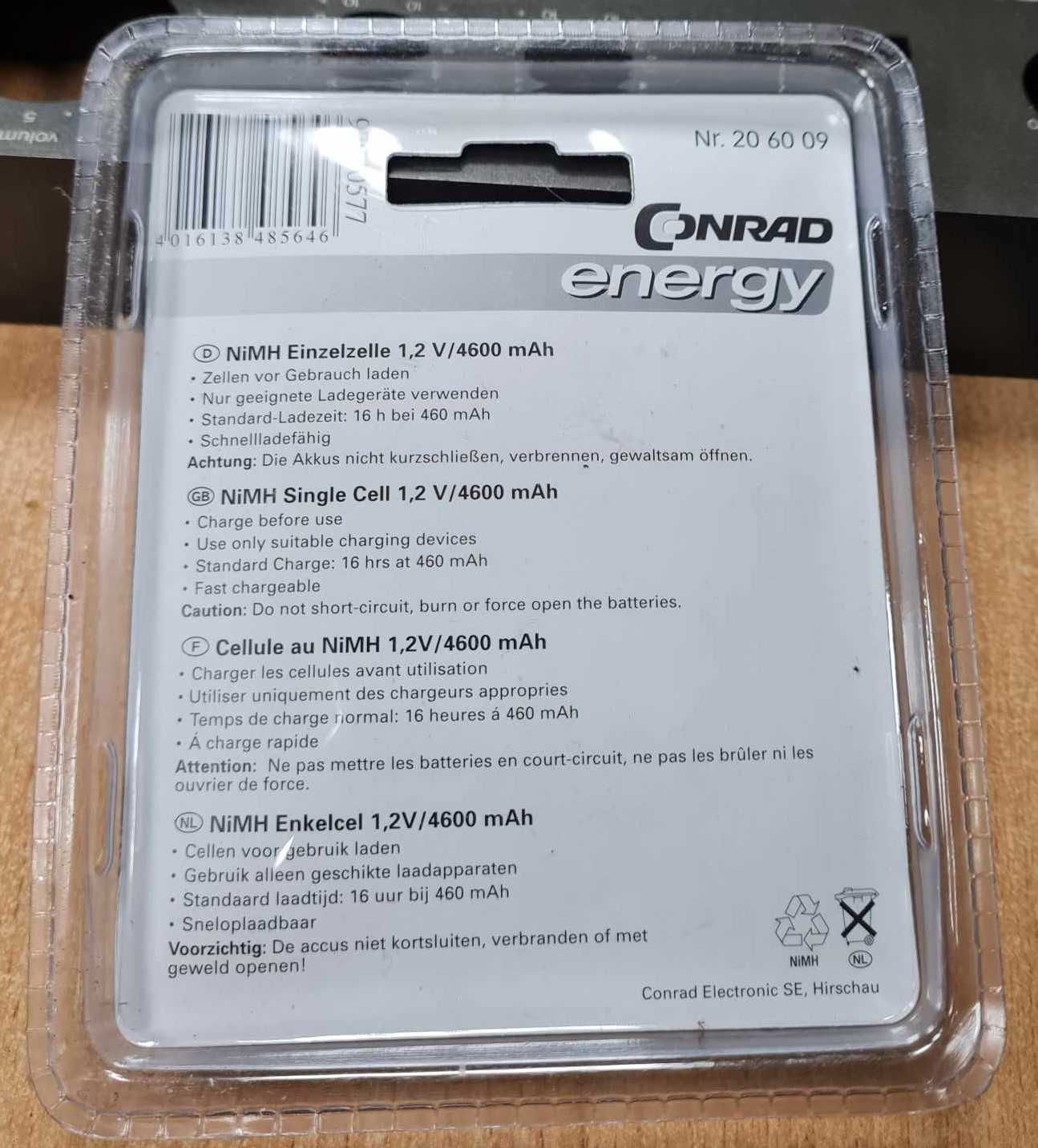 Bateria Conrad energy NiMH Sub-C 1,2 V 4600 mAh