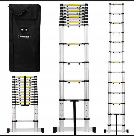 Drabina teleskopowa  4,4 M + STABILIZATOR POKROWIEC