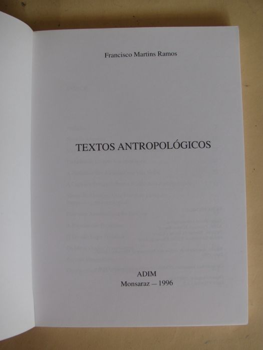 Textos Antropológicos de Francisco Martins Ramos