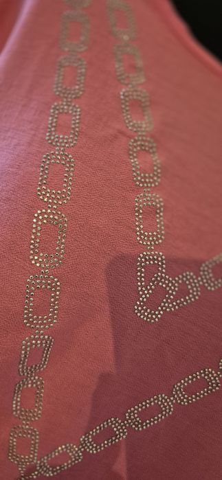 Sukienka tunika wiskoza różowa regulowany rękaw uniwersalna