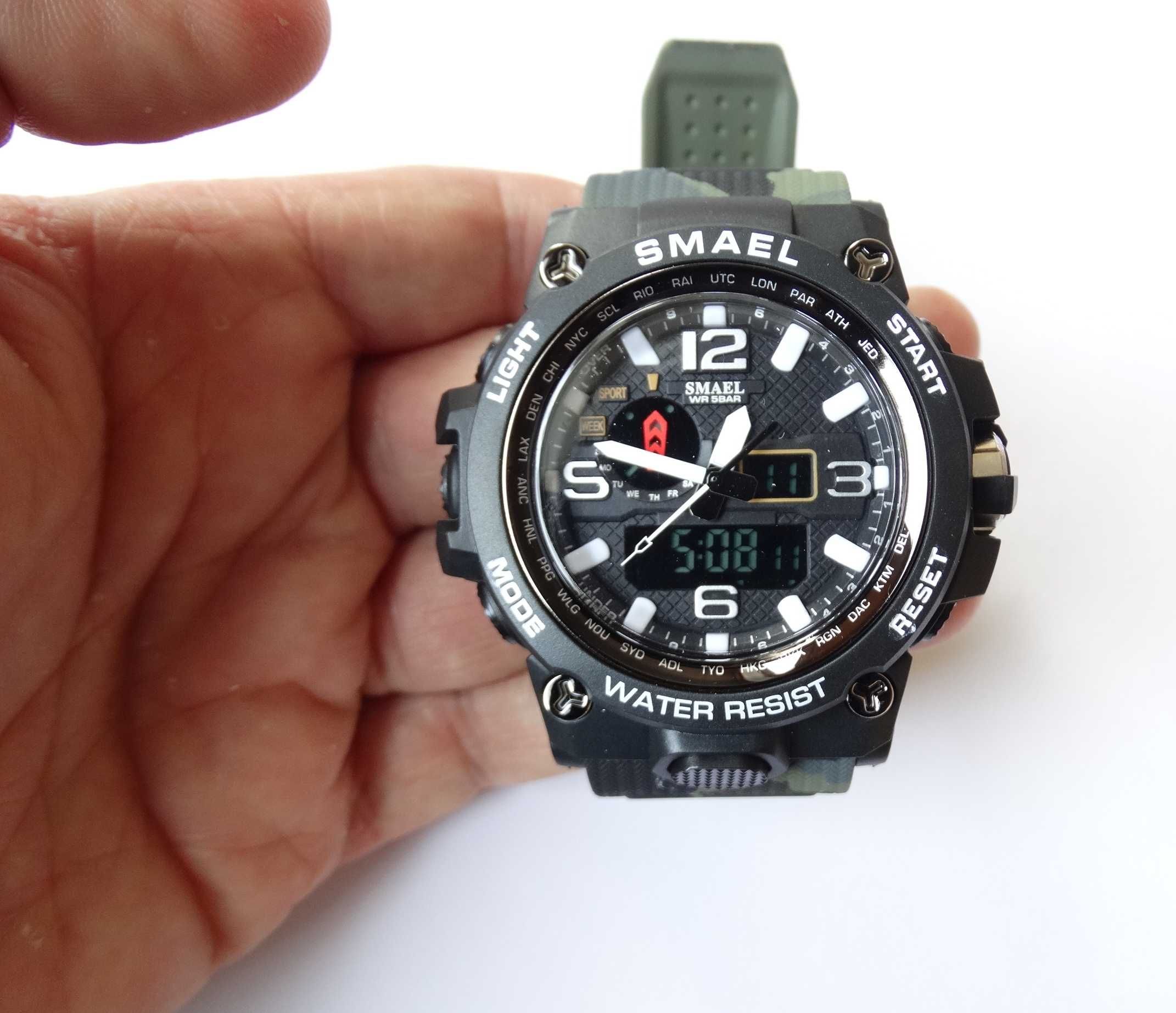 Zegarek militarny męski Smael analogowo cyfrowy LED wodoodporny WR50