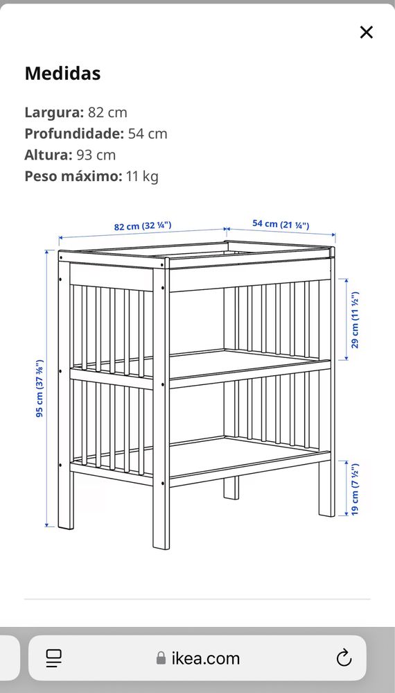 Conjunto berço + tocador + colchão IKEA - Impecavel