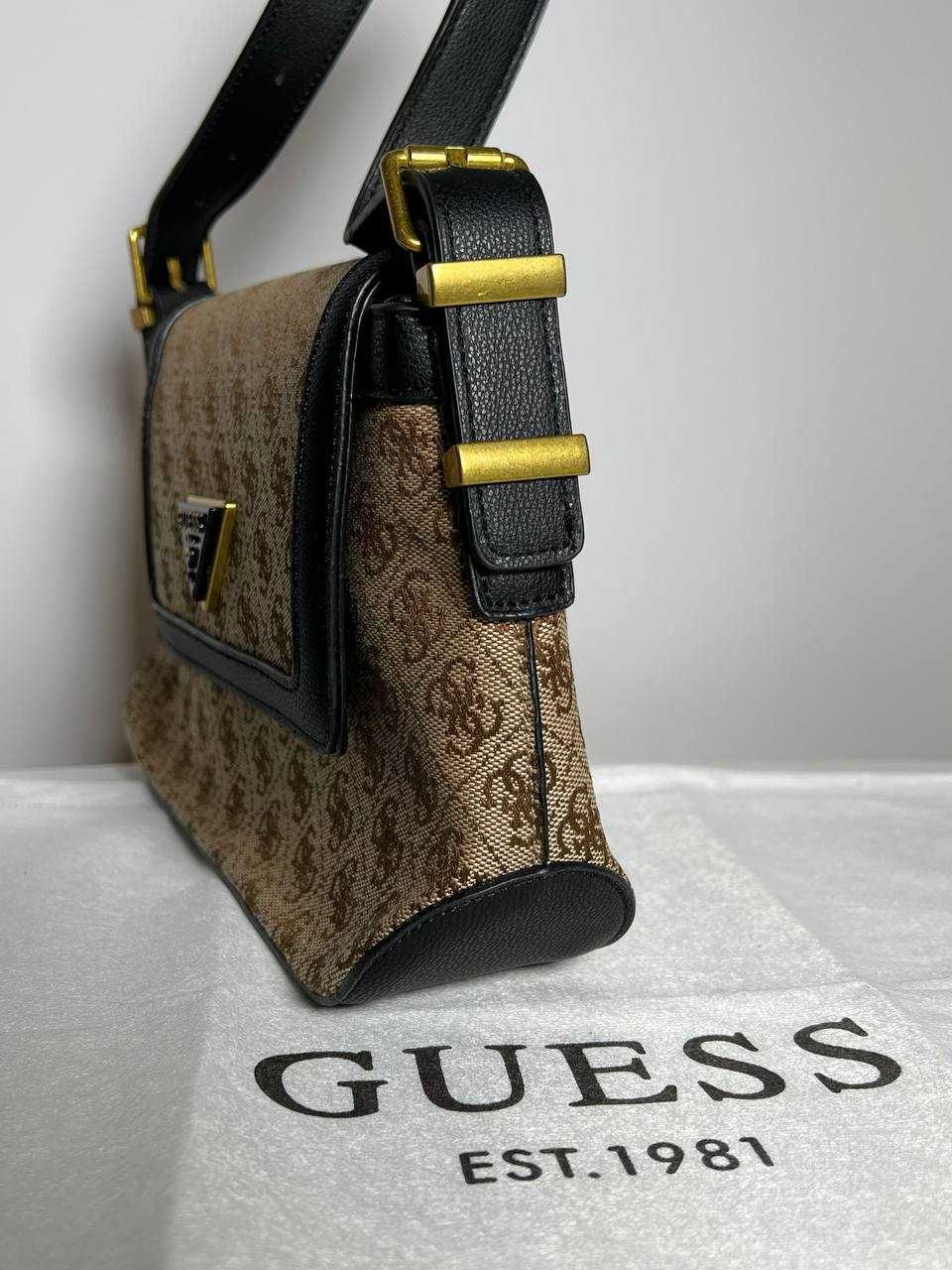 Сумка Guess Desideria коричневая с чёрным