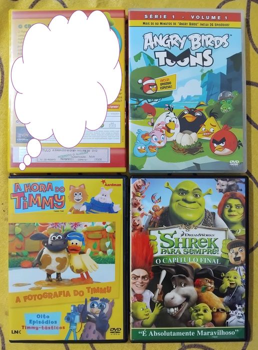 A: DVDs Infantis 0,40 cêntimos filmes desenhos animados crianças