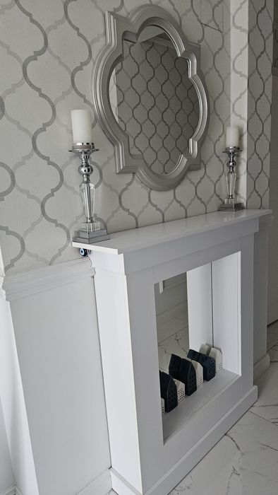 Portal kominkowy hamptons biały