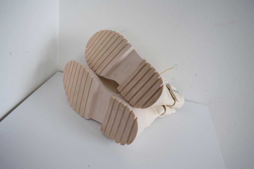 Even&Odd Botki na platformie workery buty kremowe 38