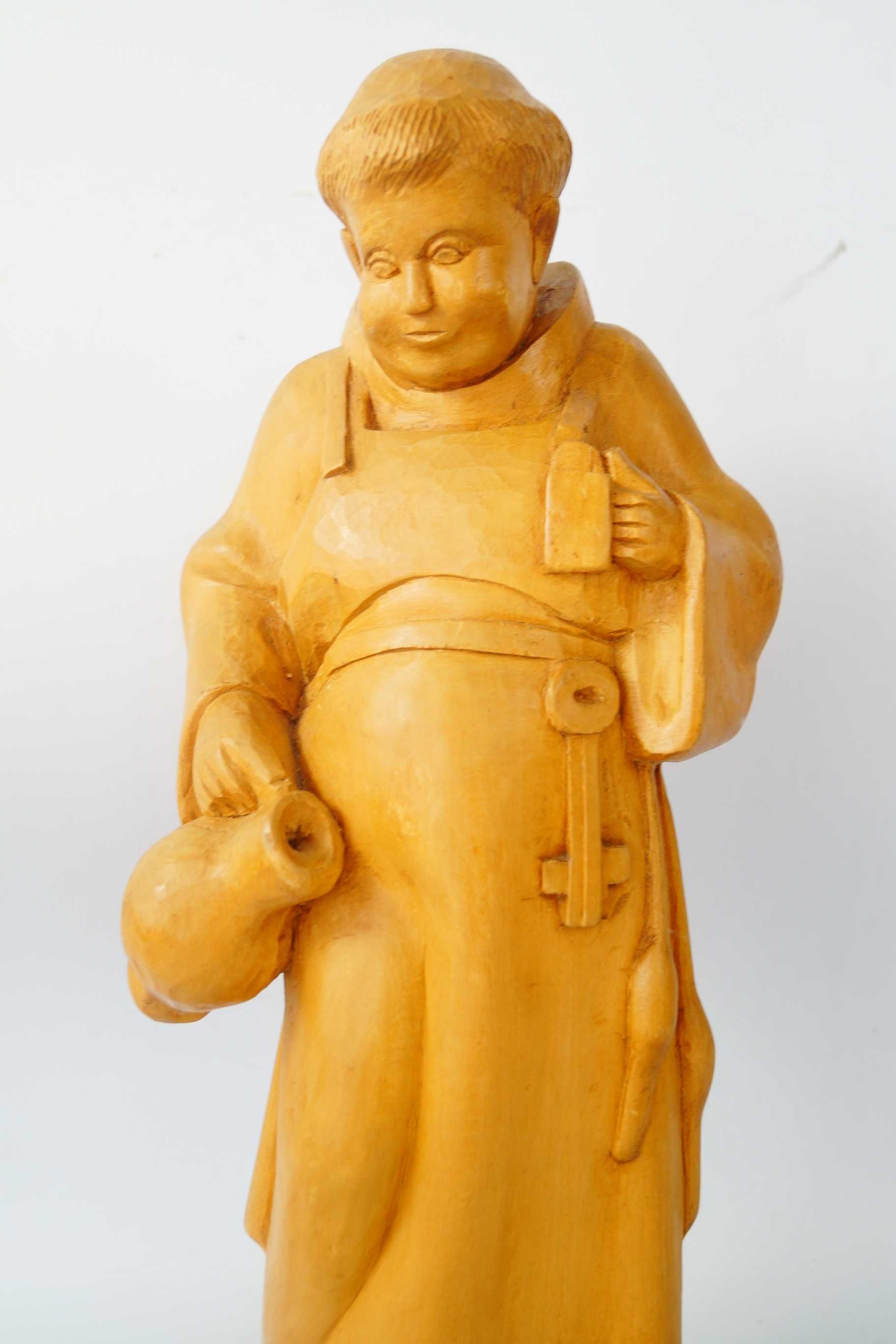 Drewniana rzeźba MNICH figura duża
