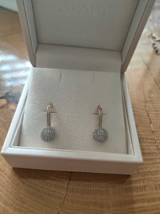 Piękne złote kolczyki z diamentami Apart 585 0,39ct.
