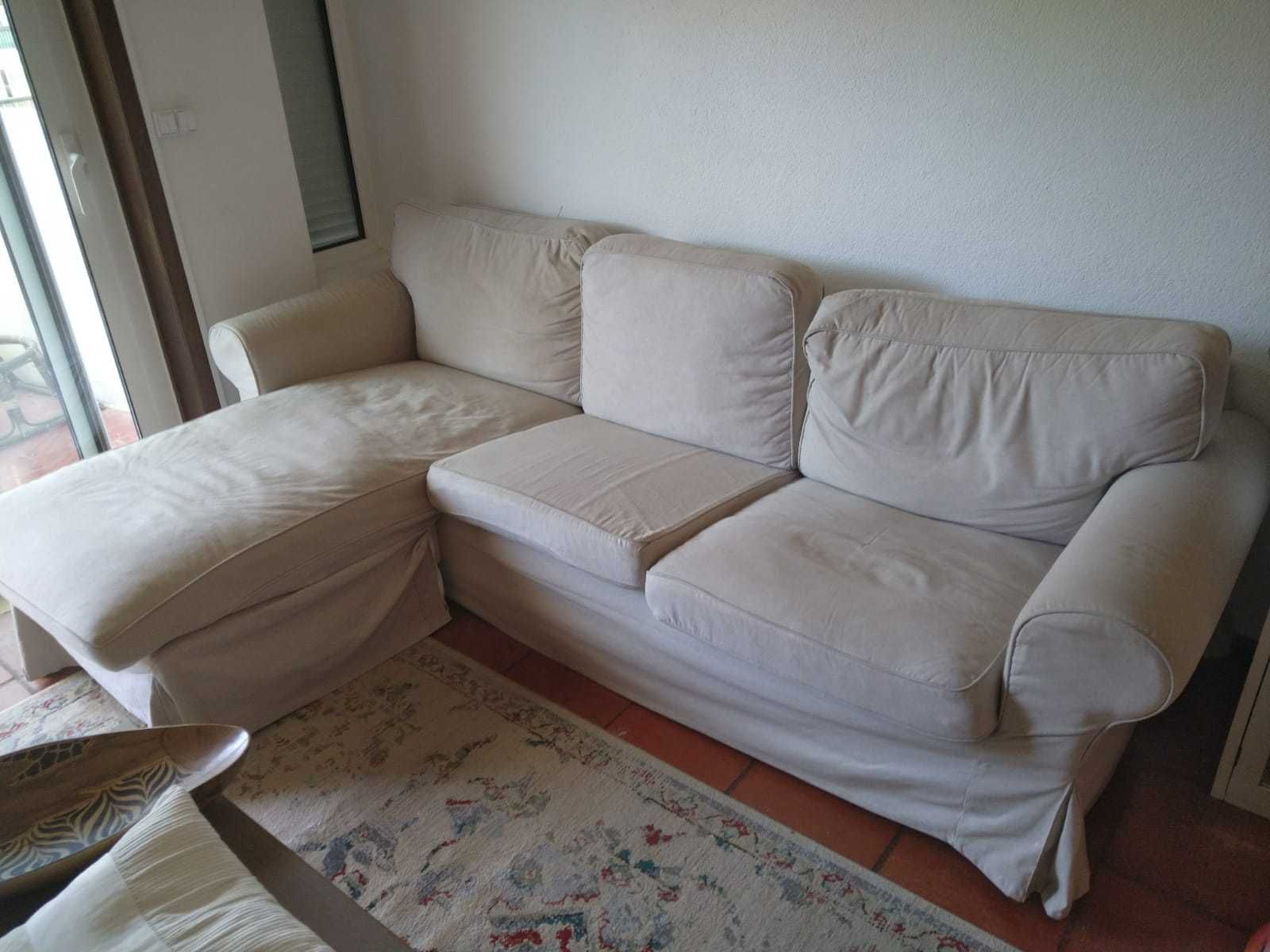 EKTORP
Sofá 3 lugares c/chaise longue, Kilanda bege claro