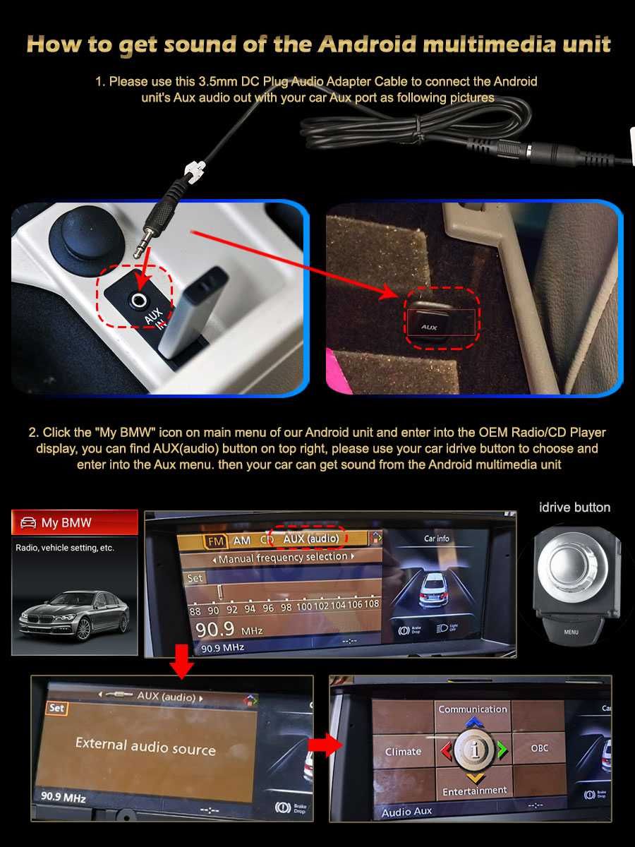 Radio DAB+ GPS WiFi 4G MP3 CarPlay Android BMW E90 E91 E92 E93 E60 E64