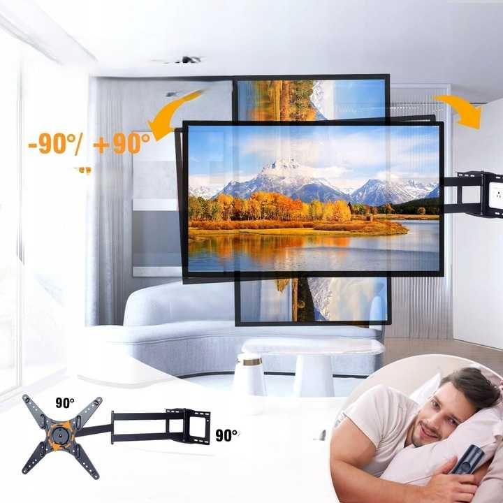 WHYFONE Uchwyt Ścienny do TV 26''-60'', Obrót 90°