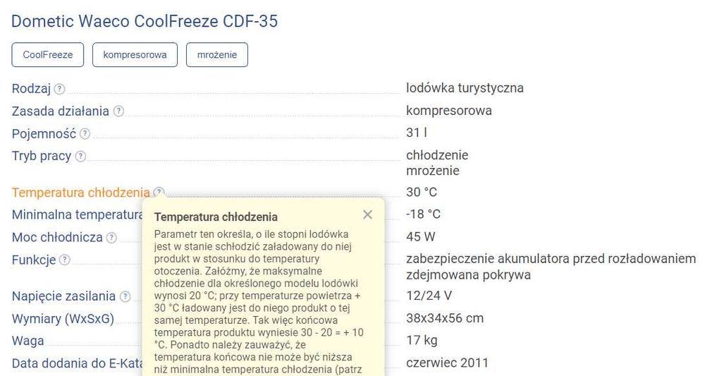 WAECO lodówka / zamrażarka (-20°C) samochodowa CDF-35