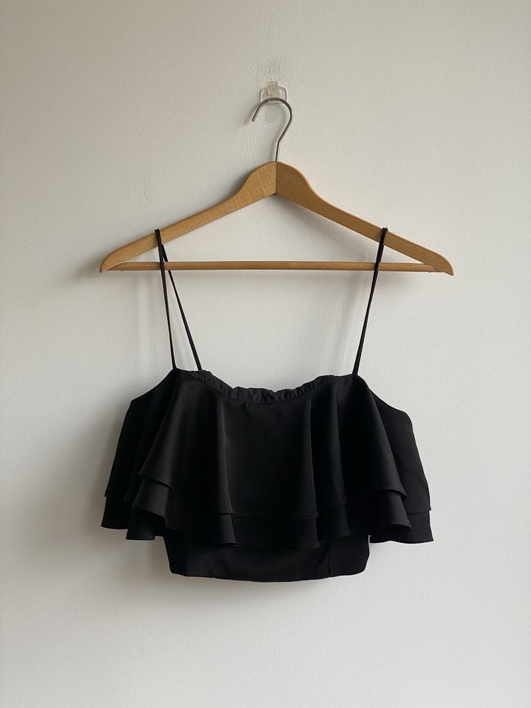 Topshop czarny crop top hiszpanka S 36 bez ramiączek