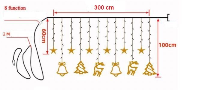 Reniferki Święta Kurtyna Lampki Led 3M Girlanda