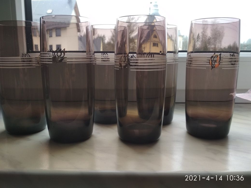 Szklanki do drinków przyciemniane szkło PRL